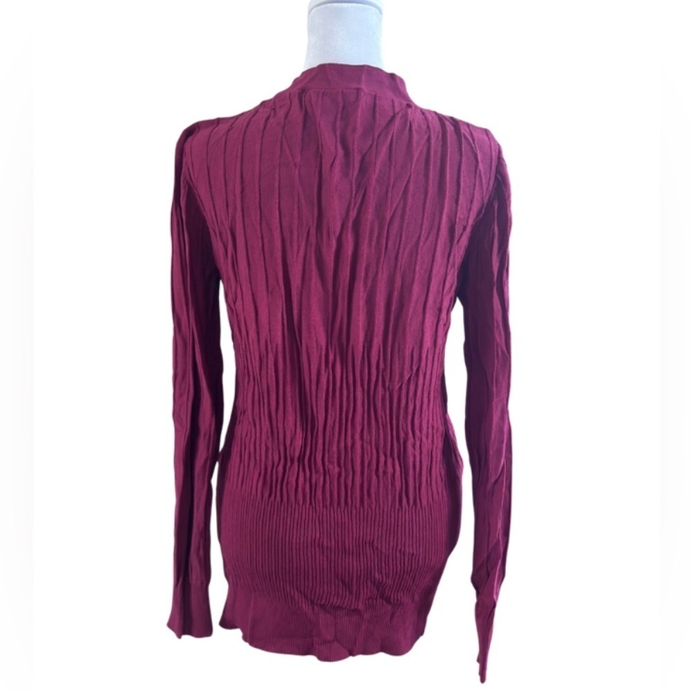 Evan-Picone Burgundy Button-Front Cardigan Sweater - Picture 3 of 4
